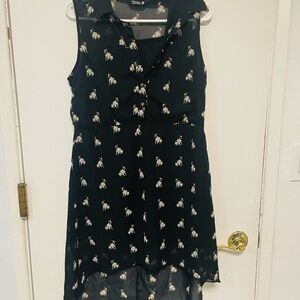 Boston Terrier Dress Black Sleeveless with Dog Print Sz Large